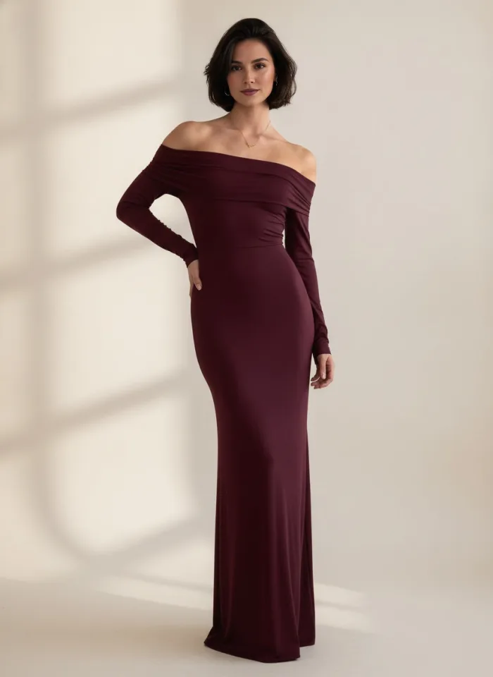 Bardot Off-Shoulder Jersey Maxi Dress